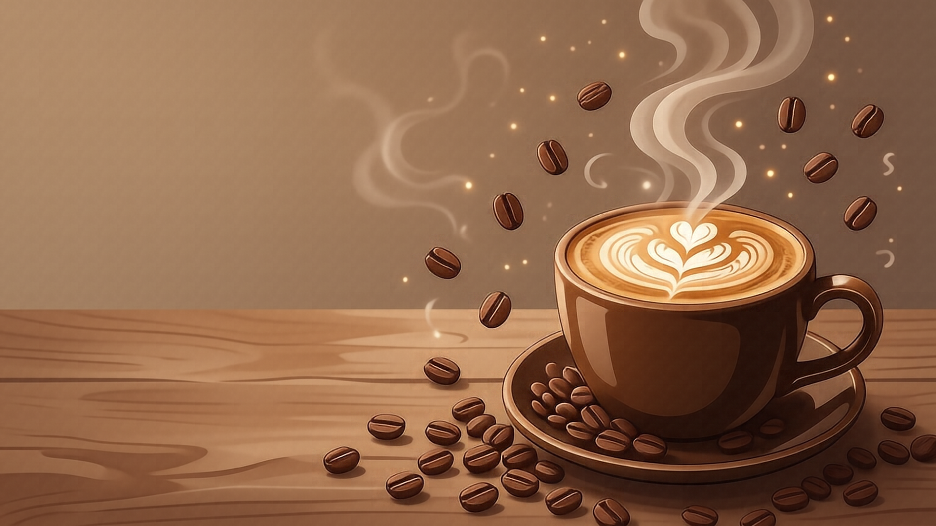 Café en casa — granos y taza